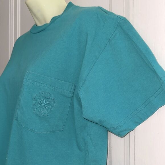 Vintage 80s/90s J L Plum Teal Short Sleeve Cotton T-shirt/ embroidered pocket - Picture 4 of 9